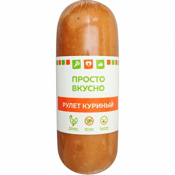 Рулет Просто Вкусно куриный из мяса цыплят-бройлеров запеченный высший сорт, 700г