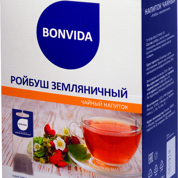 Напиток чайный BONVIDA Ройбуш Земляничный, 20пак
