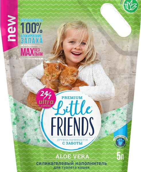 Наполнитель для кошачьего туалета Little Friends Силикагелевый Aloe vera 5л