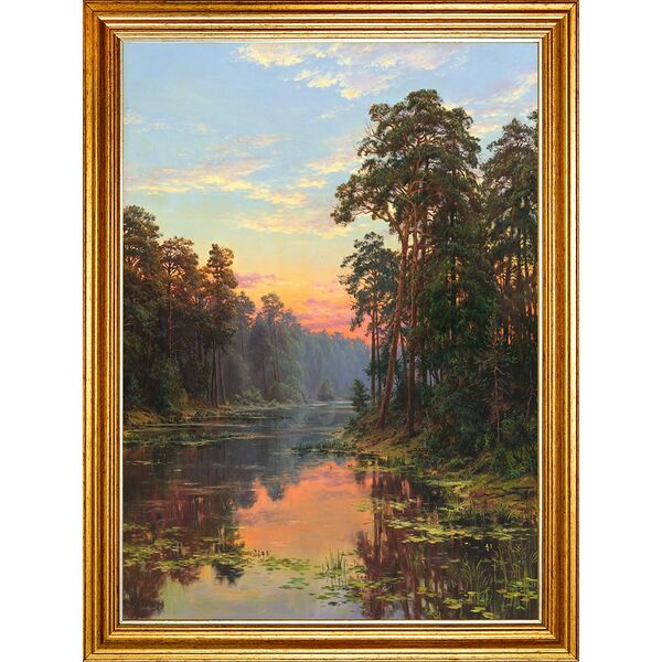 Картина в раме Вечер на озере, 30х40 см