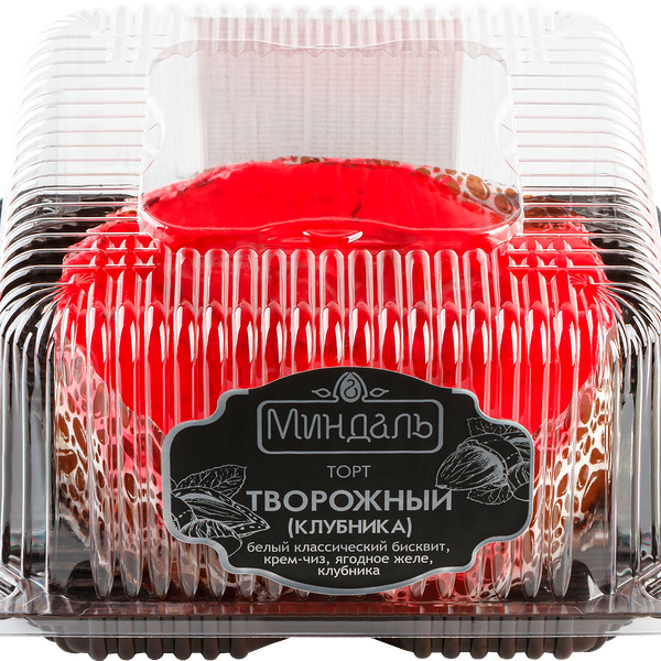 Торт Миндаль Творожный с клубникой
