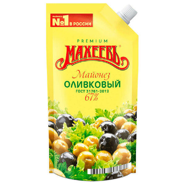 Майонез махеев 200мл 67% оливковый дой-пак