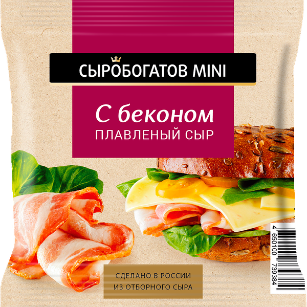 Сыр Сыробогатов Mini 45% слайсы С беконом, 112 г
