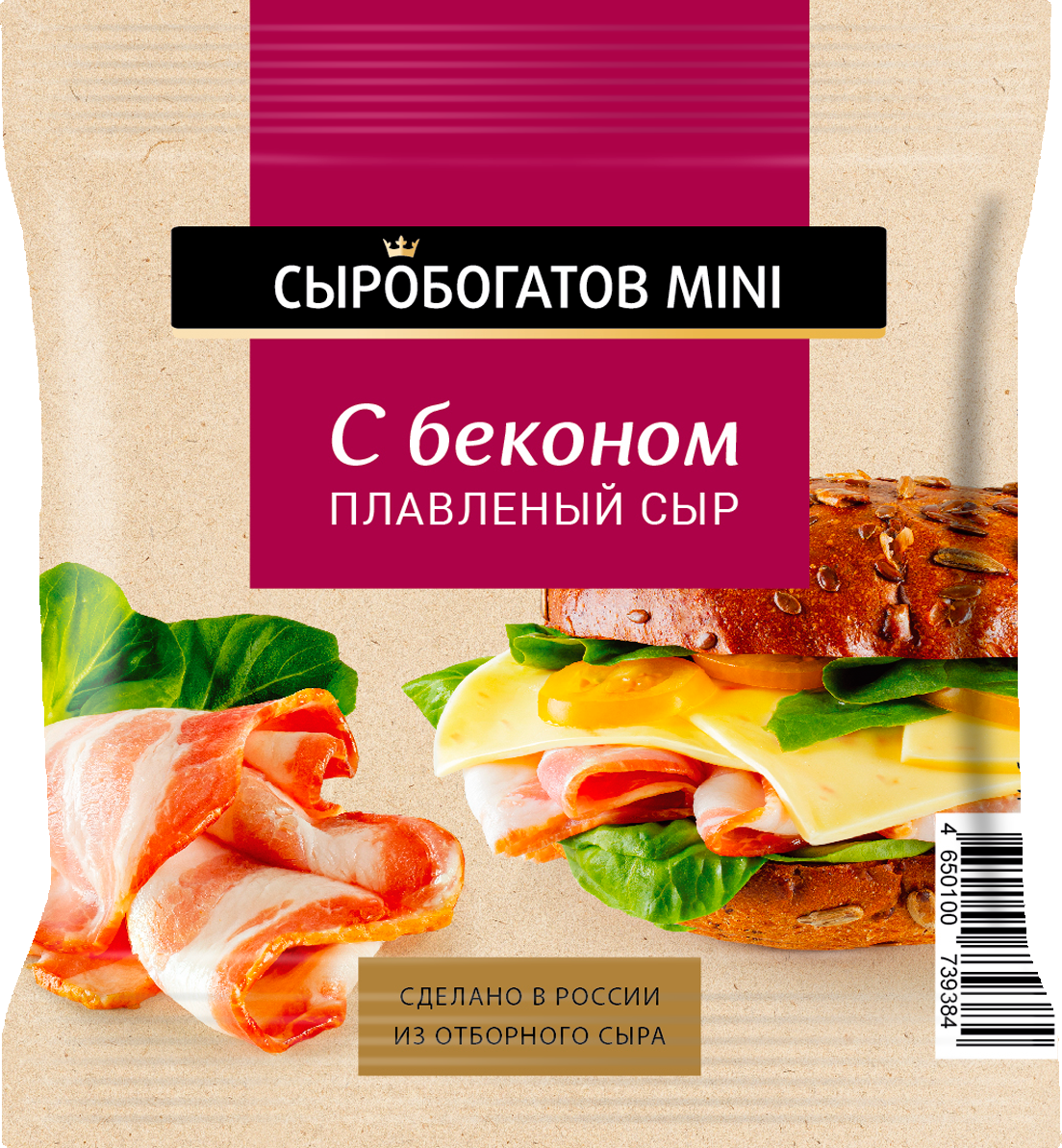 

Сыр Сыробогатов Mini 45% слайсы С беконом, 112 г