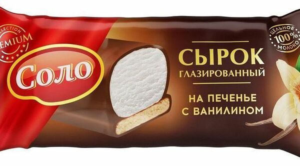 Сырок Соло творожный глазированный на печенье с ванилином 40г