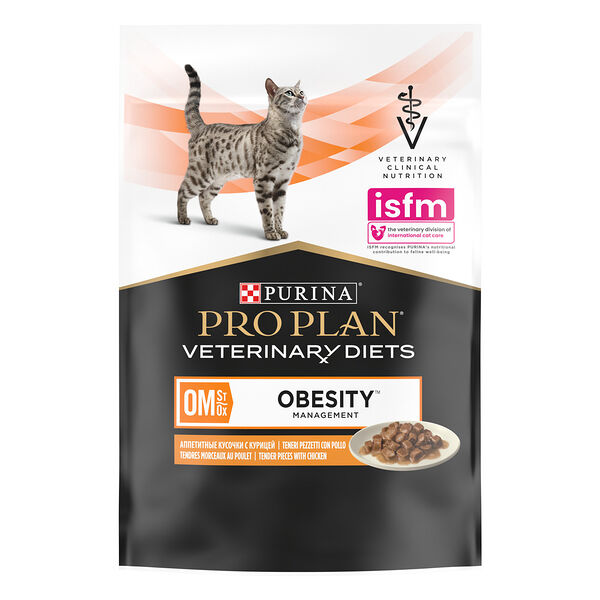 Влажный корм для кошек диетический PRO PLAN® VETERINARY DIETS OM ST/OX Obesity Management для снижения избыточной массы тела,  с курицей