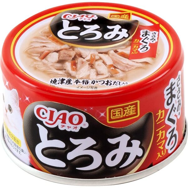 Влажный корм для кошек Inaba Ciao Toromi Куриное филе и тунец магуро с добавлением сурими в бульоне 80г