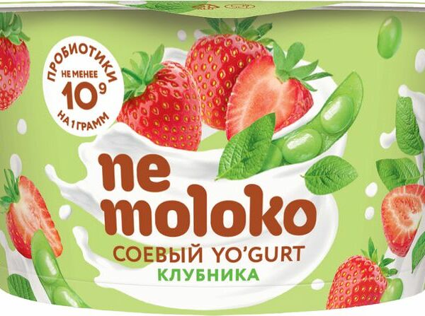 Продукт соевый Nemoloko Yo'gurt с клубникой пробиотиками витаминами и минеральными веществами