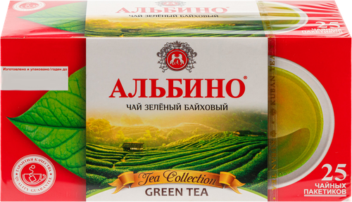 

Чай зеленый Альбино байховый 25 пакетиков 65 г