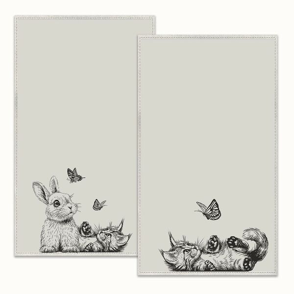 Набор кухонных полотенец Любопытные, 2 шт, 35х60 см, хлопок/лен