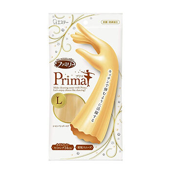 Перчатки ST Family Prima для бытовых и хоз нужд, винил уд-ные, с антибакт. эффетом, ср. Япония толщины, L, золотистое шампанское