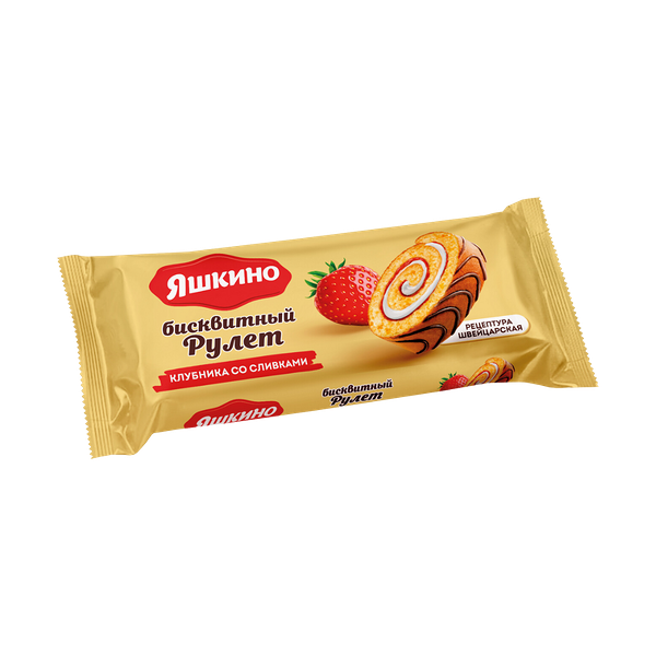 Рулет Яшкино Клубничный со сливками 200 г