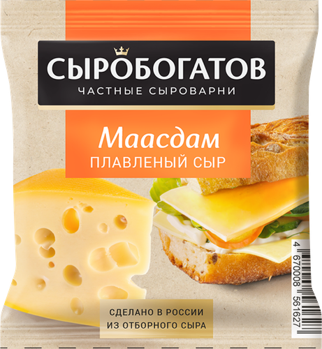 

Сыр плавленый Сыробогатов Маасдам 45% 8 ломтиков 130 г