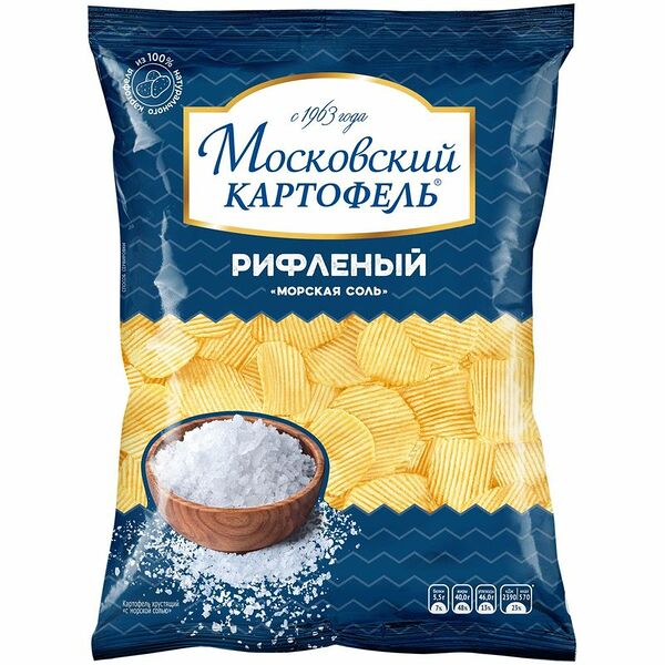 Чипсы Московский Картофель Морская соль, рифлёные