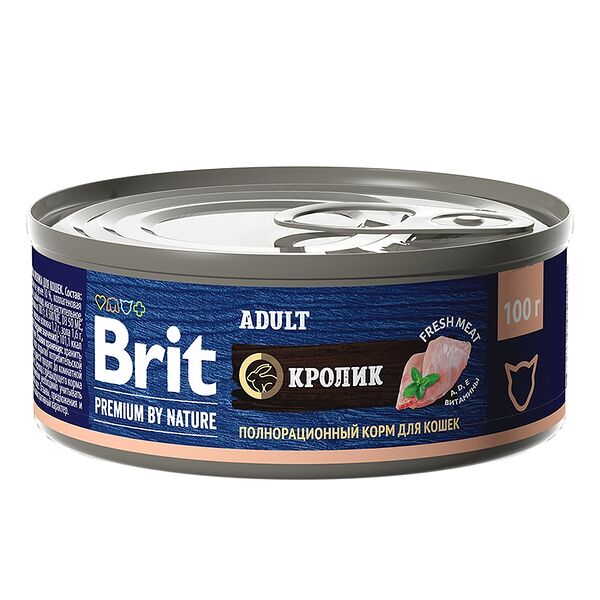Корм влажный Brit Premium By Nature для кошек Кролик