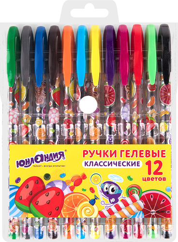 Набор гелевых ручек Юнландия 12 цветов, 0,5мм, Арт. 142800, 12шт