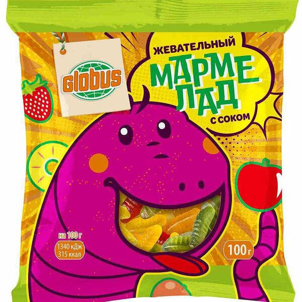 Мармелад жевательный Глобус с соком Червячки
