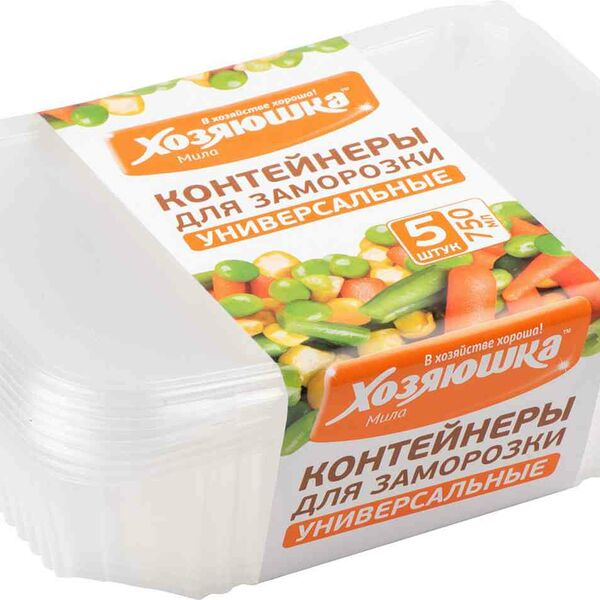 Контейнеры для заморозки универсальные Хозяюшка Мила 17,5×13,5×5 см, 750 мл, 5 шт.
