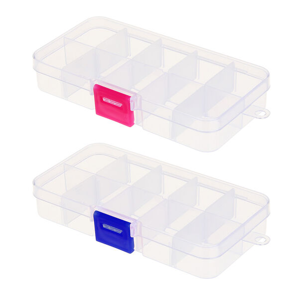 Контейнер для бисера 10 отделений, 12,7x6,5x2,3см, пластик в ассортименте