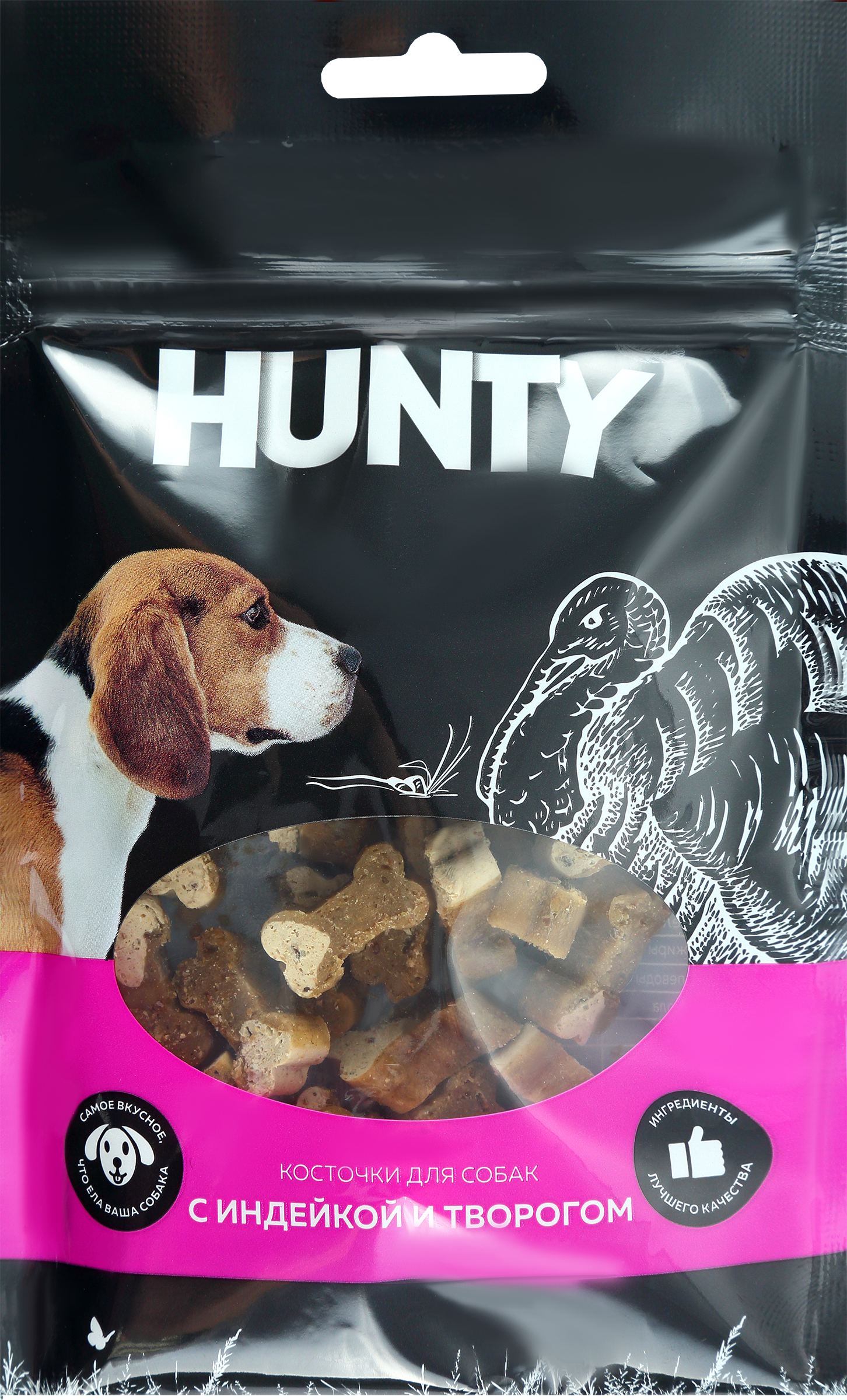 

Лакомство для собак Hunty косточки мясные с индейкой и творогом 70 г