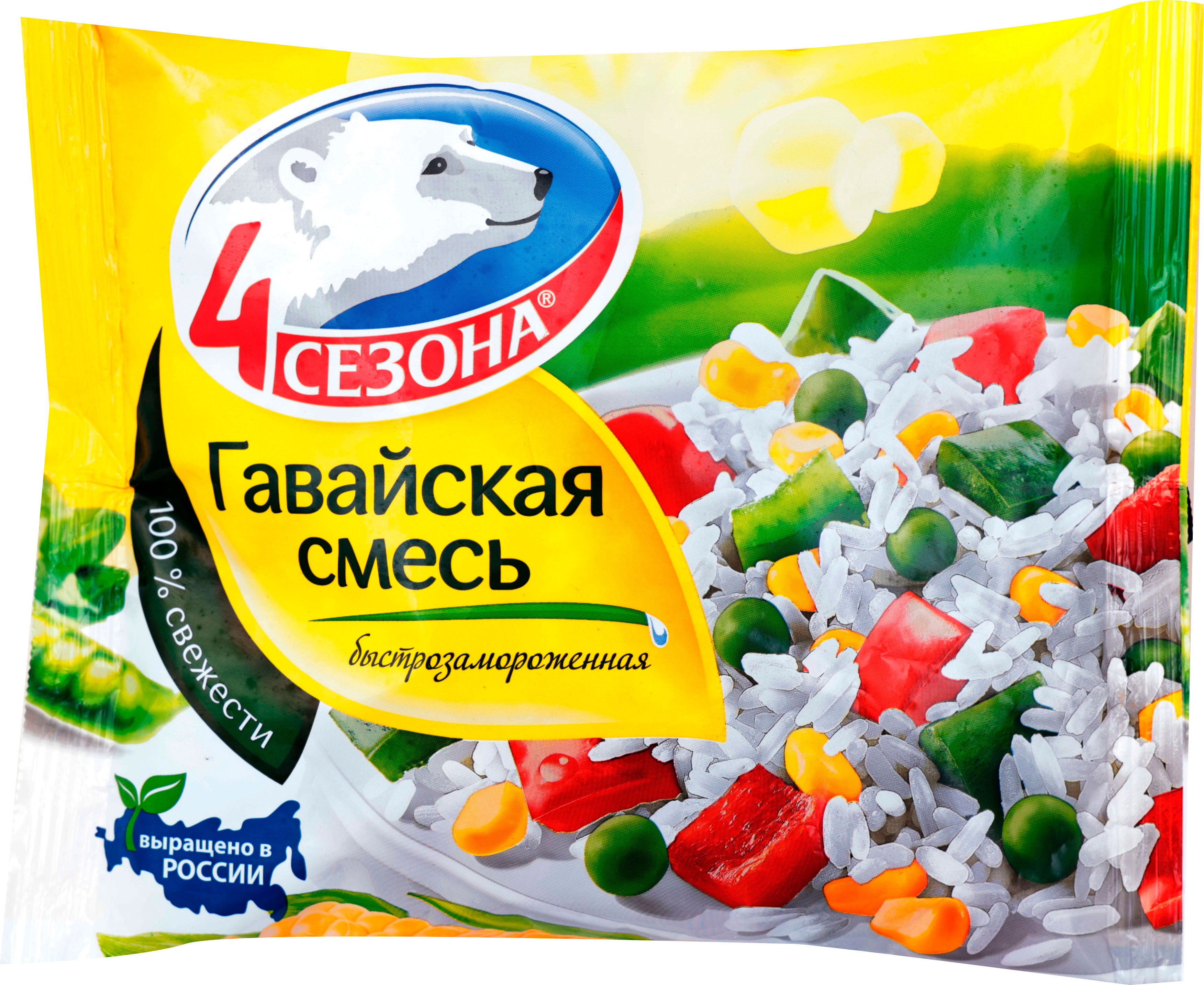 

Смесь овощная 4 Сезона Гавайская быстрозамороженная