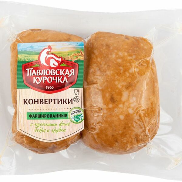 Конвертики Павловская курочка Фаршированные из мяса цыплят-бройлеров копчено-вареные