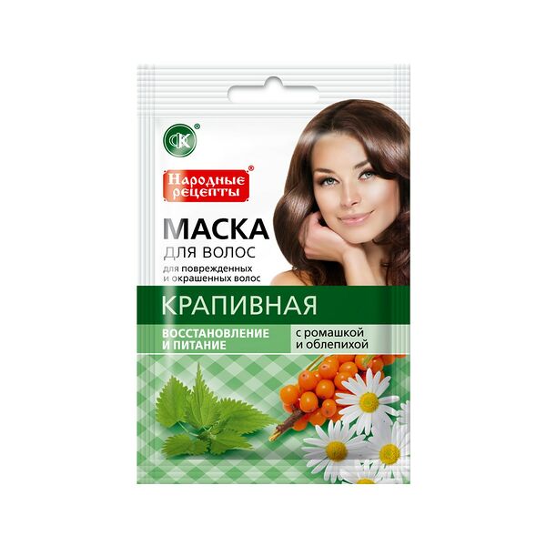 Маска для волос Народные Рецепты Крапивная восстановление и питание, 30 мл