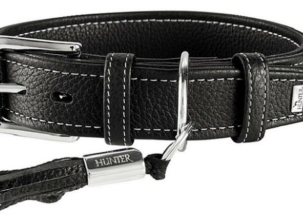 Hunter ошейник кожаный Cannes 29 - 37 см., Черный