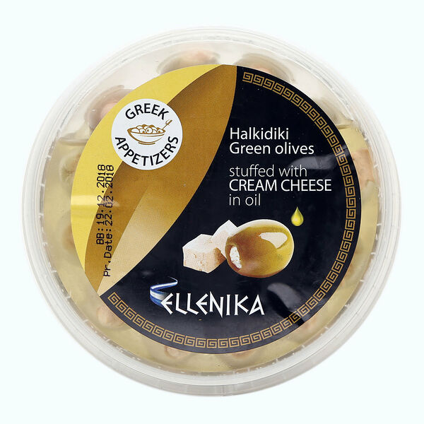 Оливки фаршированные сливочным сыром в масляной заливке ТМ Ellenika (Эллиника)