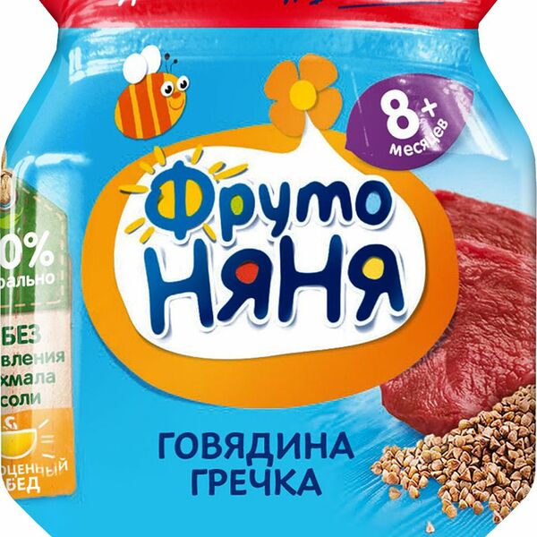 Мясное пюре Фрутоняня говядина-гречка-морковь, с 8 месяцев
