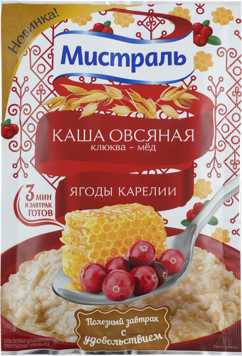 

Каша овсяная Мистраль Ягоды Карелии Клюква-мёд 40 г