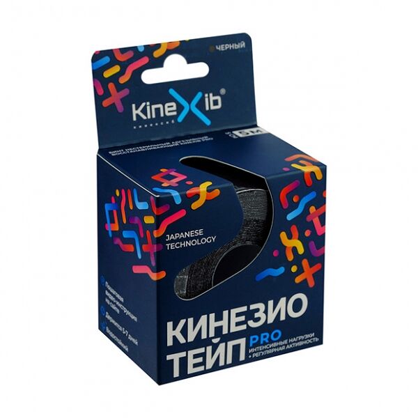 Кинезиотейп KineXib Pro черный 5 м х 5 см