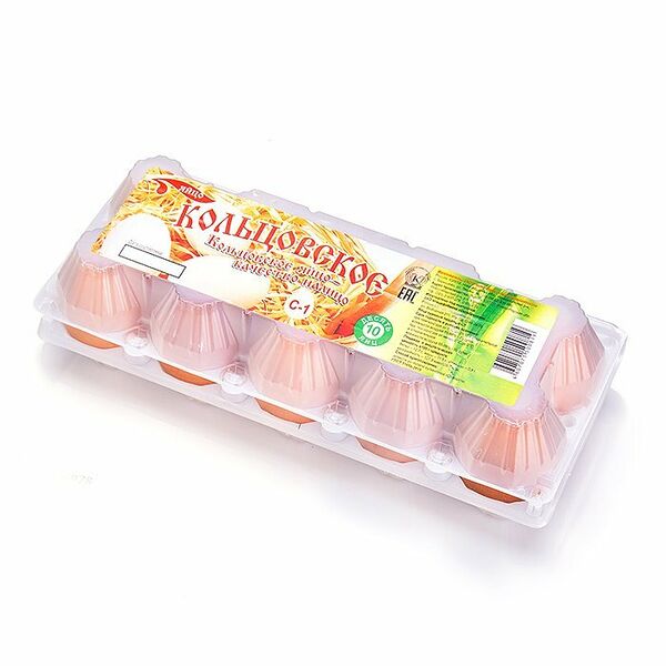 Яйцо куриное Кольцовское Обогащенное йодом С1 10 шт., пластик