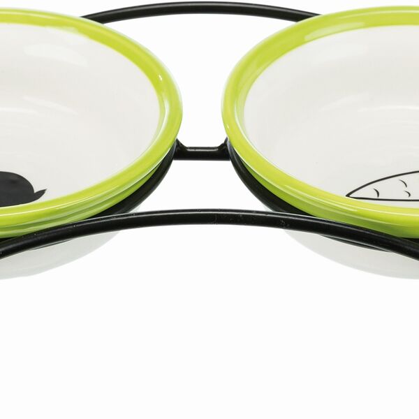 TRIXIE Набор мисок, керамика / металл, 2 X 0,3 л / 13 см, белый / зеленый