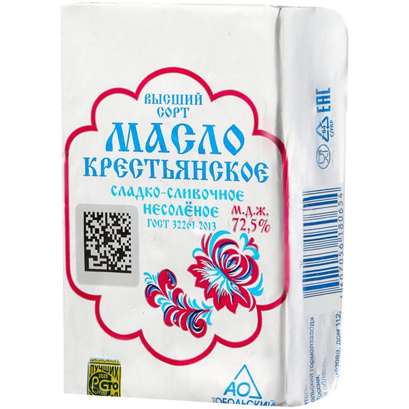 

Масло сладко-сливочное Тобольский Гормолзавод крестьянское 72.5%