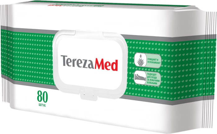 

Влажные салфетки TerezaMed для лежачих больных с алоэ вера 80 шт.