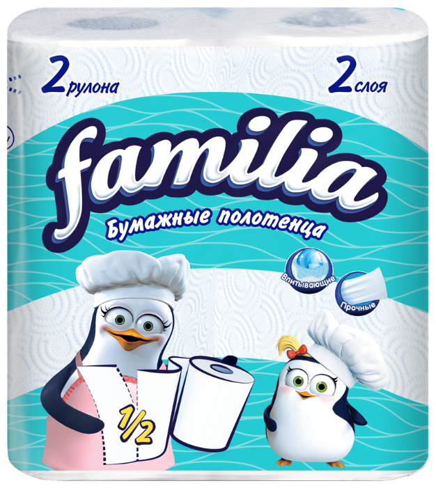 

Бумажные полотенца Familia белые 2 слоя 2 рулона