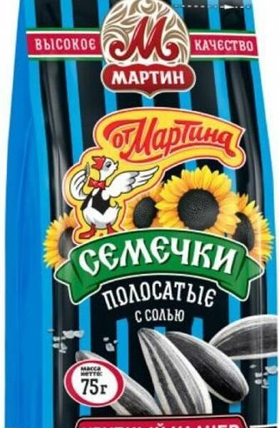 Семечки От Мартина Полосатые премиум отборные обжаренные с солью 75 г