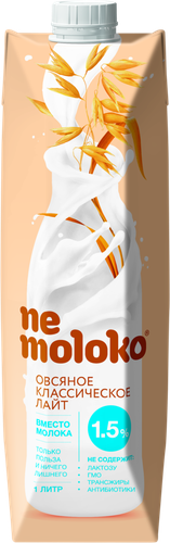 

Напиток овсяный Nemoloko Классический лайт 1.5% 1 л