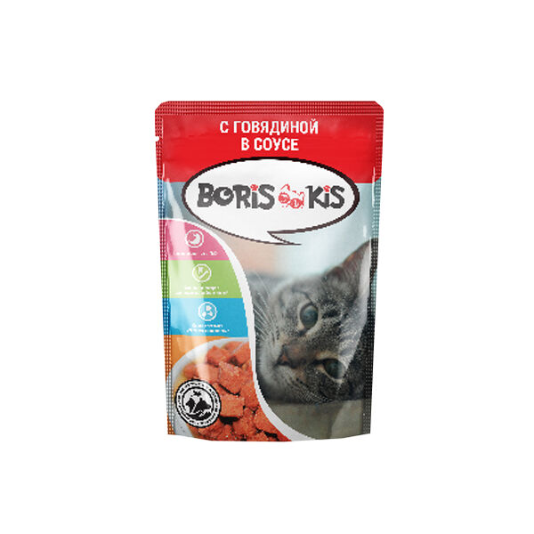Корм д/кошек Boris Kis 85г Говядина, пауч