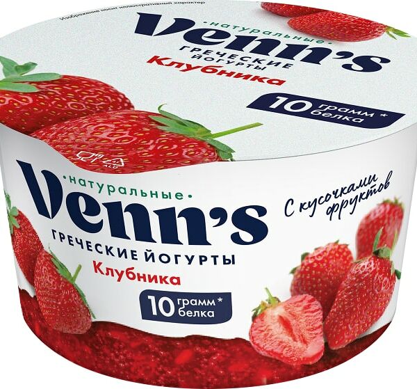 Йогурт Venns Греческий обезжиренный с клубникой 0.1% 130г