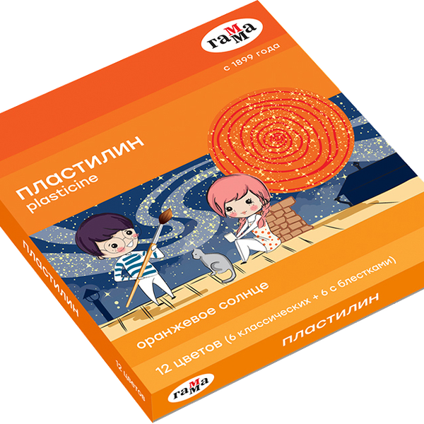 Пластилин Рельеф-центр Гамма Оранжевое солнце 12 цветов