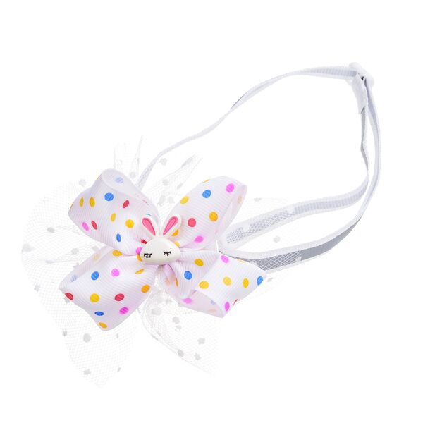 Галстук-бант белый в горох зайка