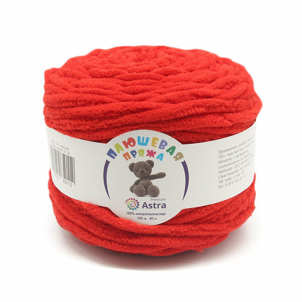Пряжа Astra Premium 'Плюшевая' 100гр 80м (100% микрополиэстер)(152 красный),шт