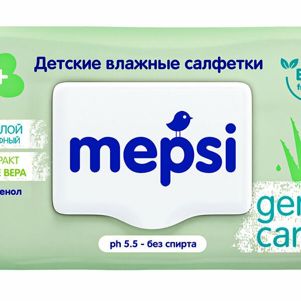 MEPSI Детские влажные салфетки с экстрактом Алое вера, 72 шт