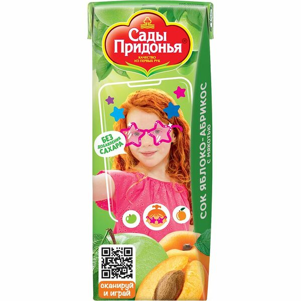 Сок Сады Придонья яблоко-абрикос с мякотью 200 мл