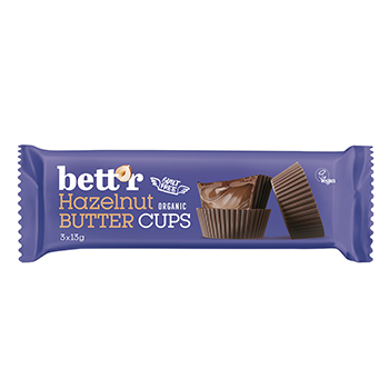 

Корзиночка шоколадная Bettr с фундучной пастой (без глютена, веган) 3х13г, Болгария