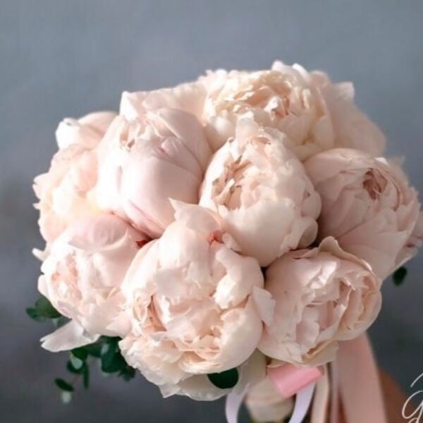 Букет из нежных лососевых пионов