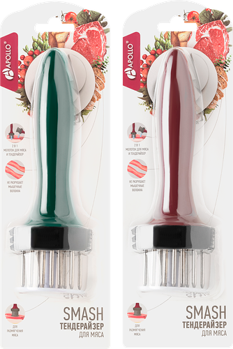 Тендерайзер для мяса APOLLO Smash, нержавеющая сталь, пластик, цвет в ассортименте