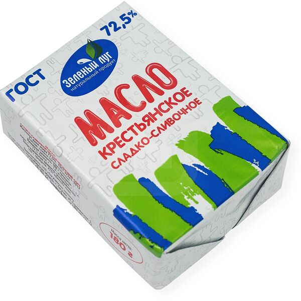 Масло сливочное Зеленый Луг Крестьянское 72.5%
